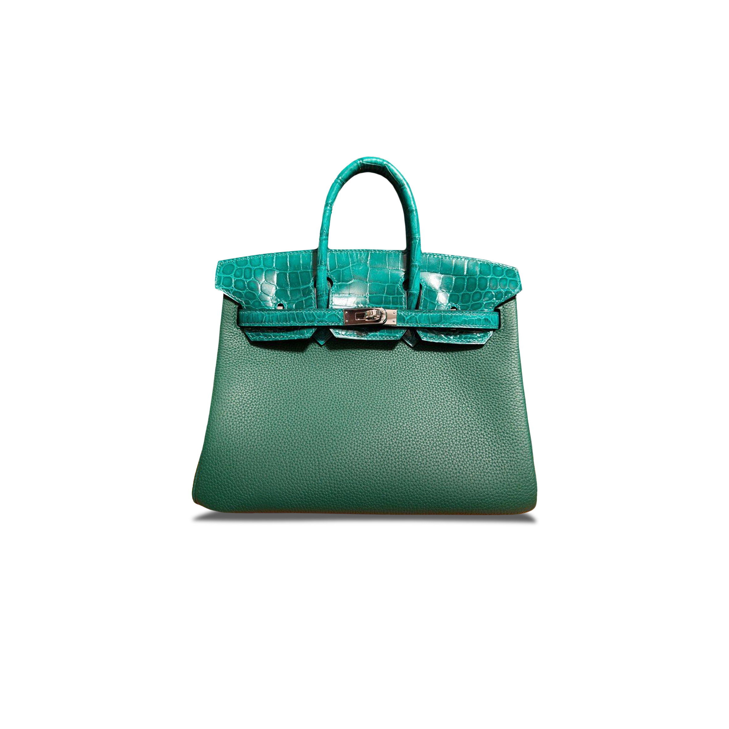 H**mes masterbirkin touch 25 crocodile emerald green bag 0705316342 (25*20*13cm)